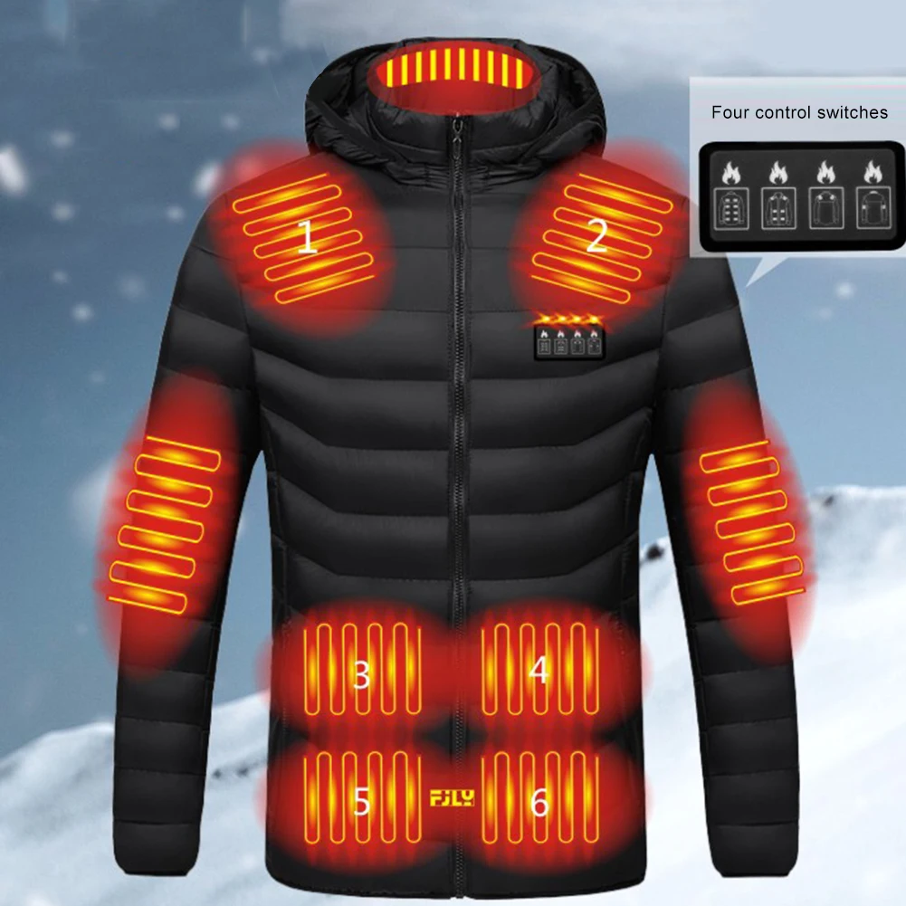 New 19 Areas Heated Jacket For Men Women Winter Warm USB Heating Jacket 4 Switches 3 Gear Temperature Control Outdoor Sportwear