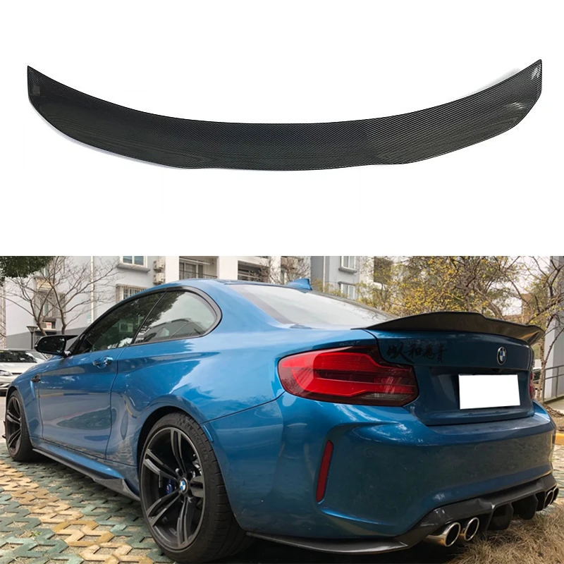 PSM Style For BMW F22 Real Carbon Fiber Car Trunk Spoiler Wing For BMW F22 M235i F87 M2 2014-2018 Car Rear Lip Wing Spoiler