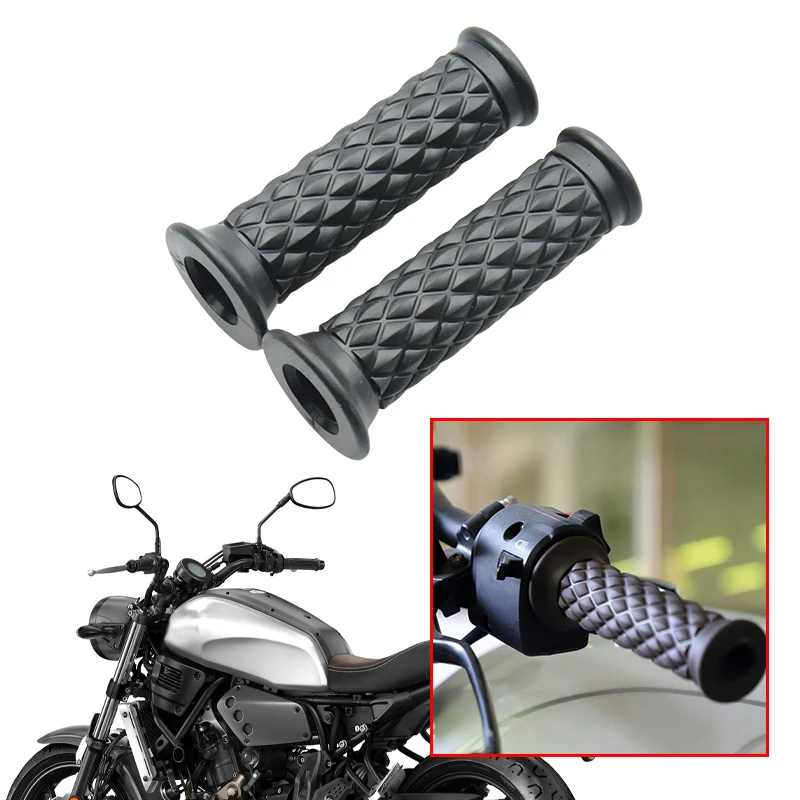

1 Pair Universal 7/8 "21 24MM Motorcycle Retro Vintage Rubber Grip Handle Bar For Honda Yamaha Suzuki Kawasaki BMW Accessories