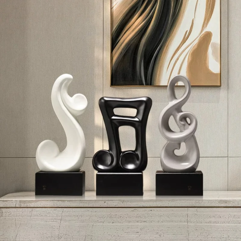 Ceramic Handicrafts Note Sculptures Piano Geometric Hollowed-out Decorative Ornament Home Decoration Accessories