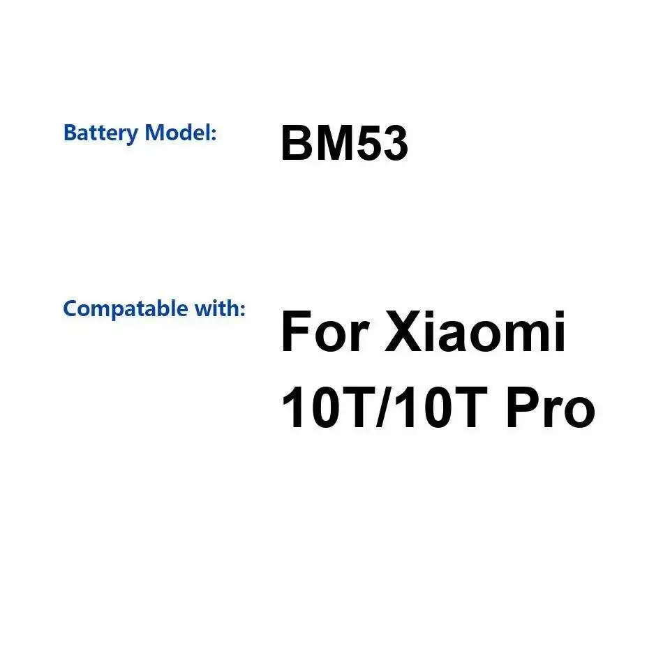 

Долговечный стабильный аккумулятор для мобильного телефона Xiaomi 10T Pro 5000 мАч BM53