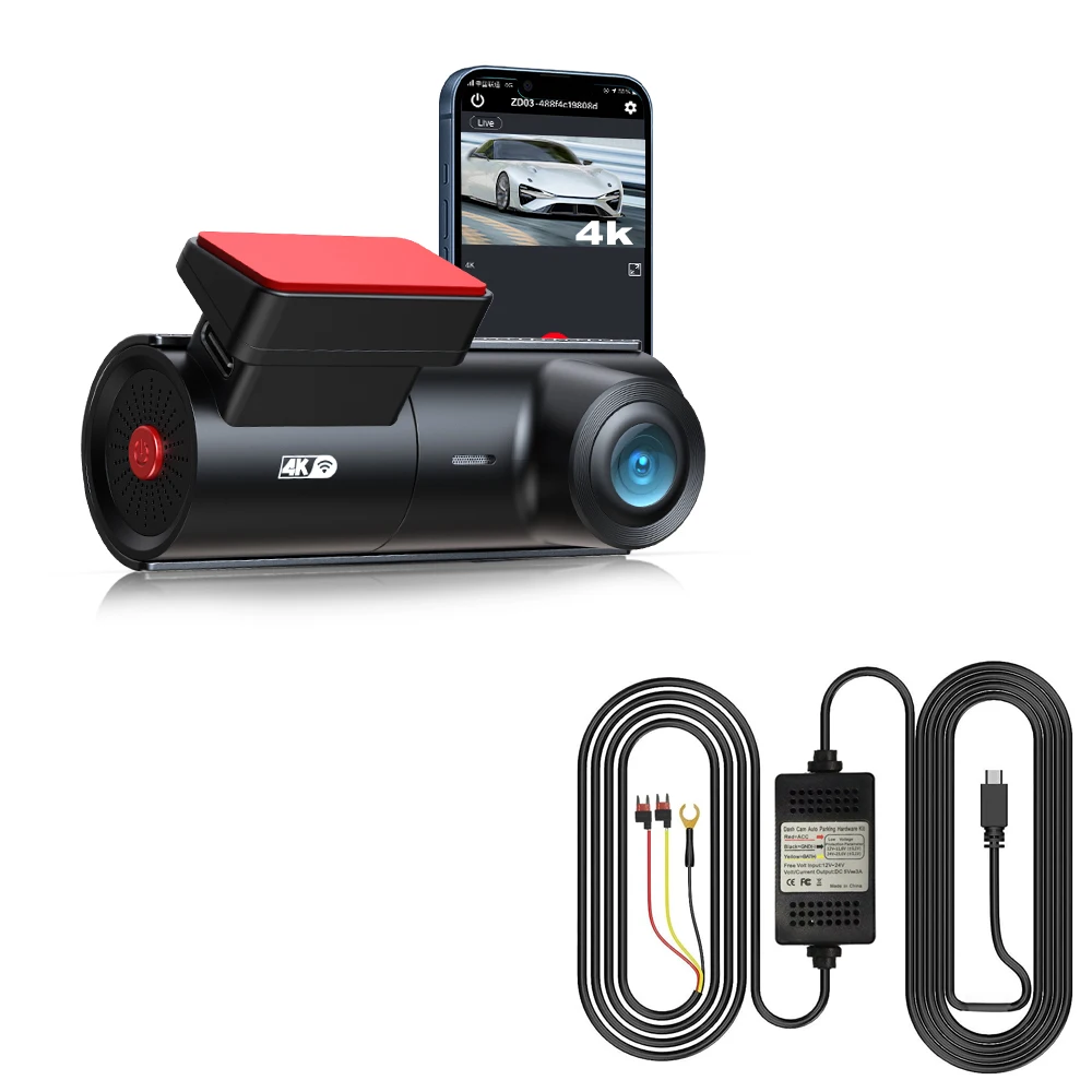 

4K Dash Cam WiFi Car Cameras HD 4K Front Car WiFi Parking Mode G-Sensor WDR Loop Recording ZD03+HW