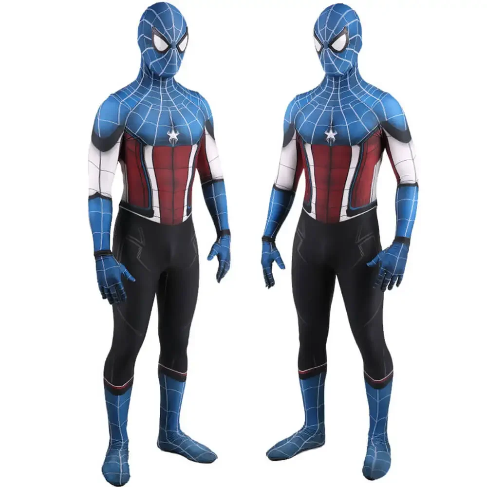 Capitão América Spider Cosplay para adultos e crianças, Halloween, super-herói, fato Zentai, bodysuit masculino, macacão de festa, jogo, homens, meninos