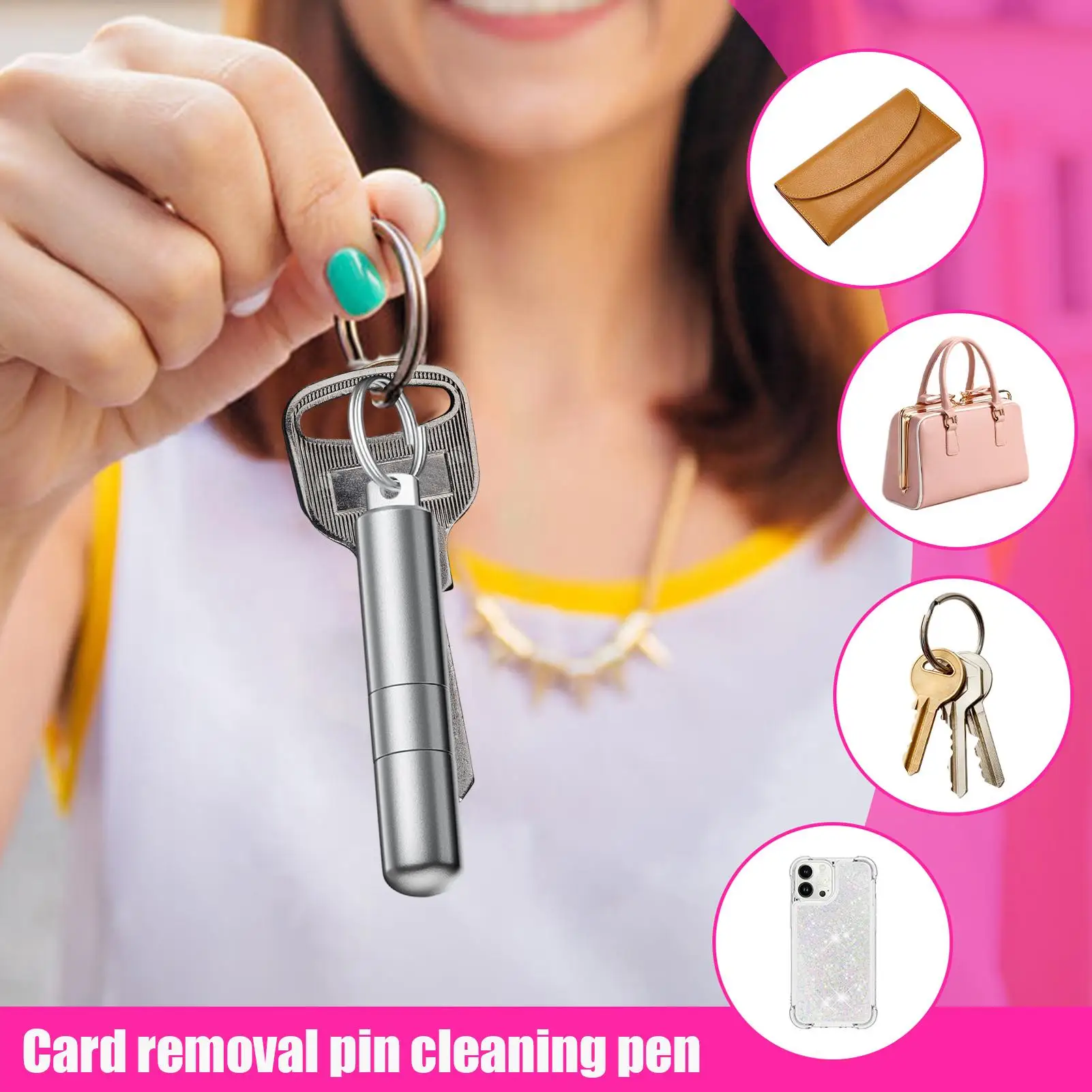SIMCard Ejector Tool Cell Phone Keychain Card Eject Needle Cleaning Brush Anti-Loss Pendant For Replacement Repair Universal