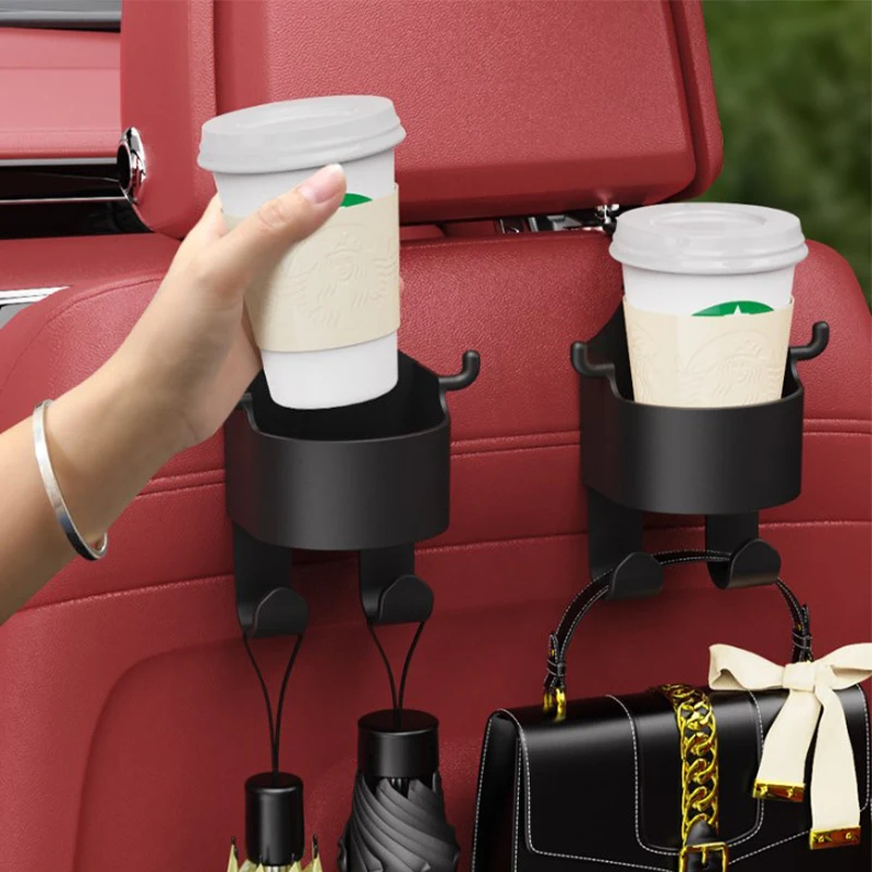 Car Seat Headrest Hook Hanger Storage Organizer Universal With Cup Holder Rear Car Phone Holder