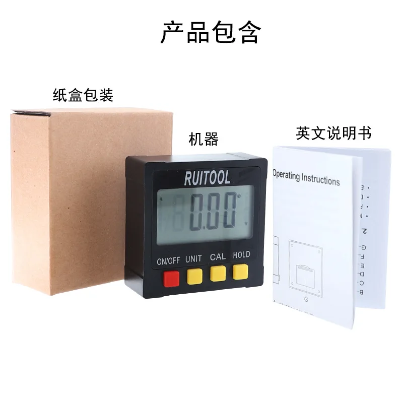 L new digital inclinometer 4 * 90 degree large screen protractor plastic electronic angle ruler with four magnetic sides