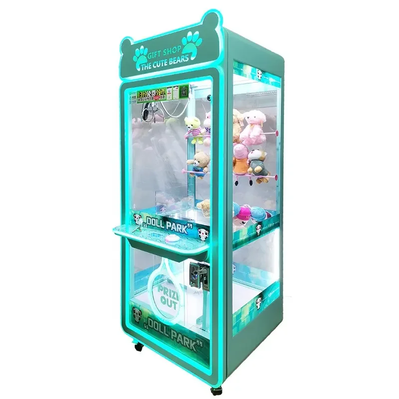

Game Room Coin Operated Arcade Claw Crane Machine Metal Plastic Construction LED Features Plush Toy Catcher Prize Vending