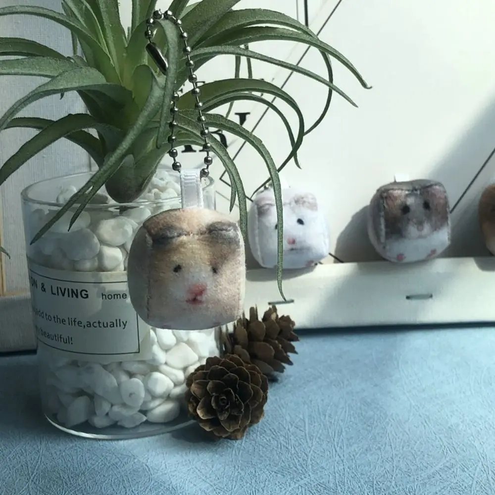 Bag Decor Hamster Keychain Simulation Hanging Ornament Mini Square Keyring Stuffed Animal Cube Hamster Pendant Gift for Friend