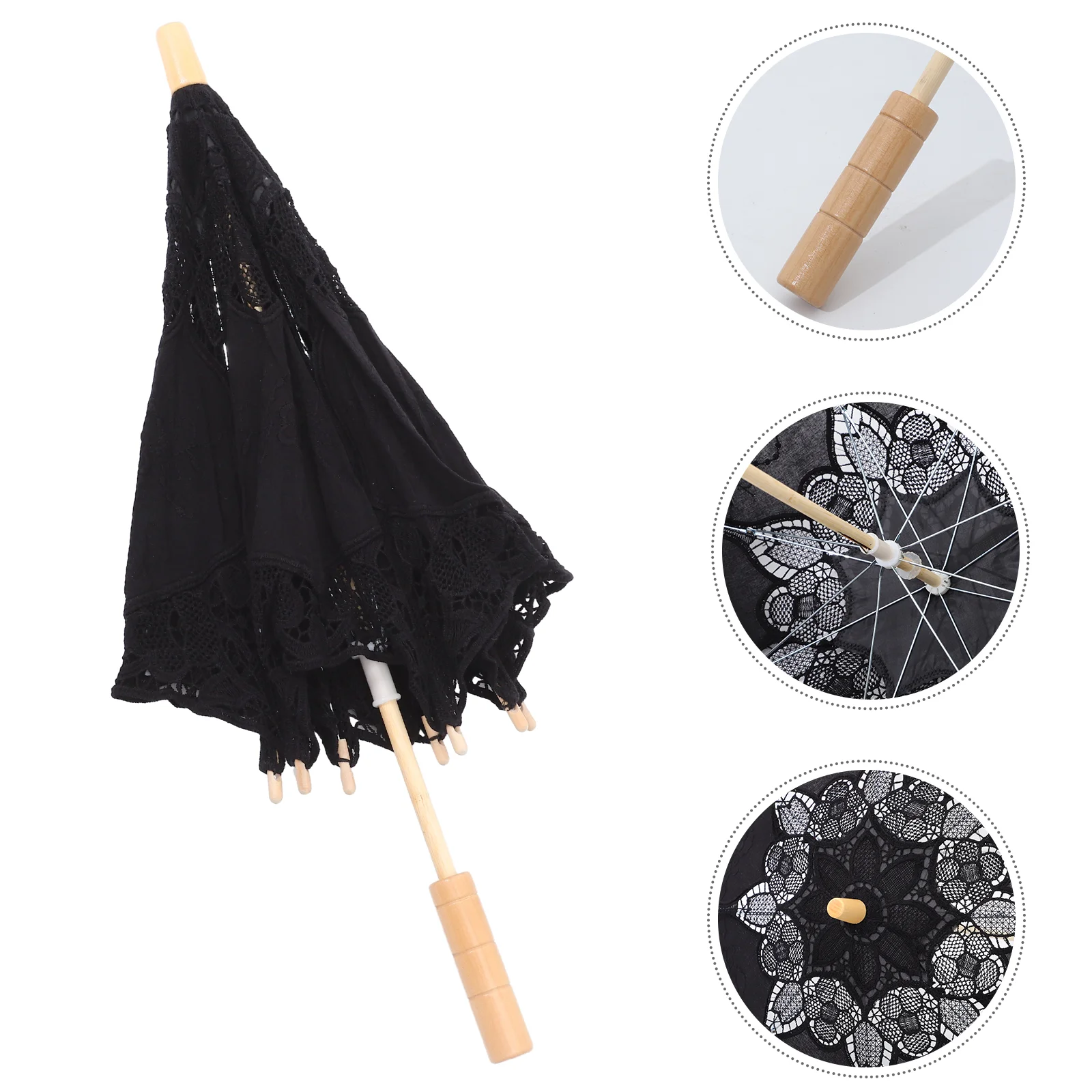 

Wedding Umbrella Lace Flower Shaped Photography Props Bride Parasol for Retro Decor