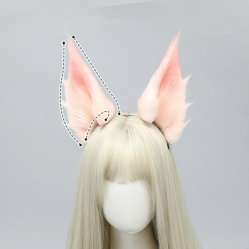 Cute Fox Ears Headwear Anime KC Cosplay Costume Accessories for Live Stream Stage Performance Realistic Plush Animal Headband 2