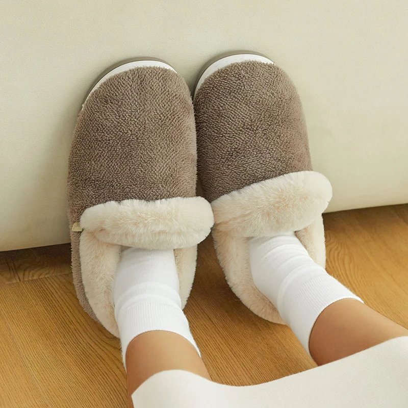 UTUNE Winter Women Plush Casual Home Shoes Warm Lightweight Flat Couple's Slipper Men's Indoor Platform Boots Footwear Big Size