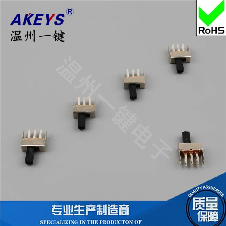 10Pcs SS-22F17 2P2T 6Pin 2-Gear Handle Height 9mm Vertical Power Switch With 2 Fixed Pin