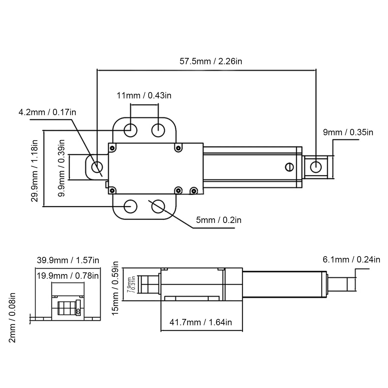 Mini Electric Linear Actuator Linear Actuator 30mm/s 10mm Stroke Short Circuit Safety 24V 20N for Industrial Equipment Machine