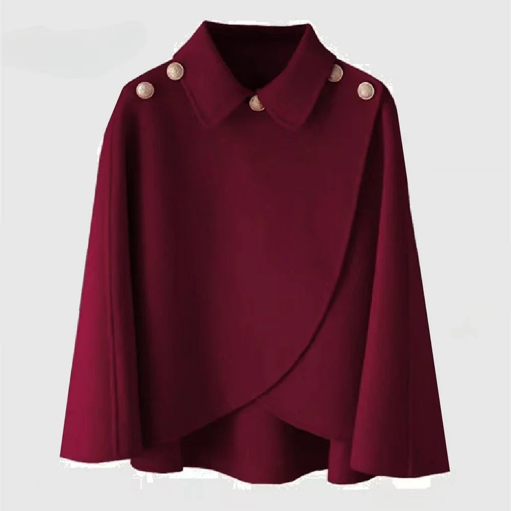 WTEMPO Women\'s Long Sleeve Solid Color Cloak Vintage Shawl Poncho Loose Shawl Cape Winter Fall Cape for Ladies