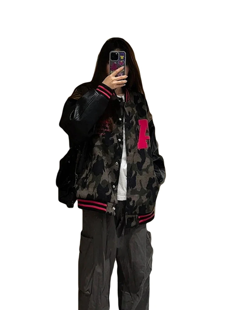 Korean Women's Baseball Jacket back design detail with clean minimalist construction and ribbed hem