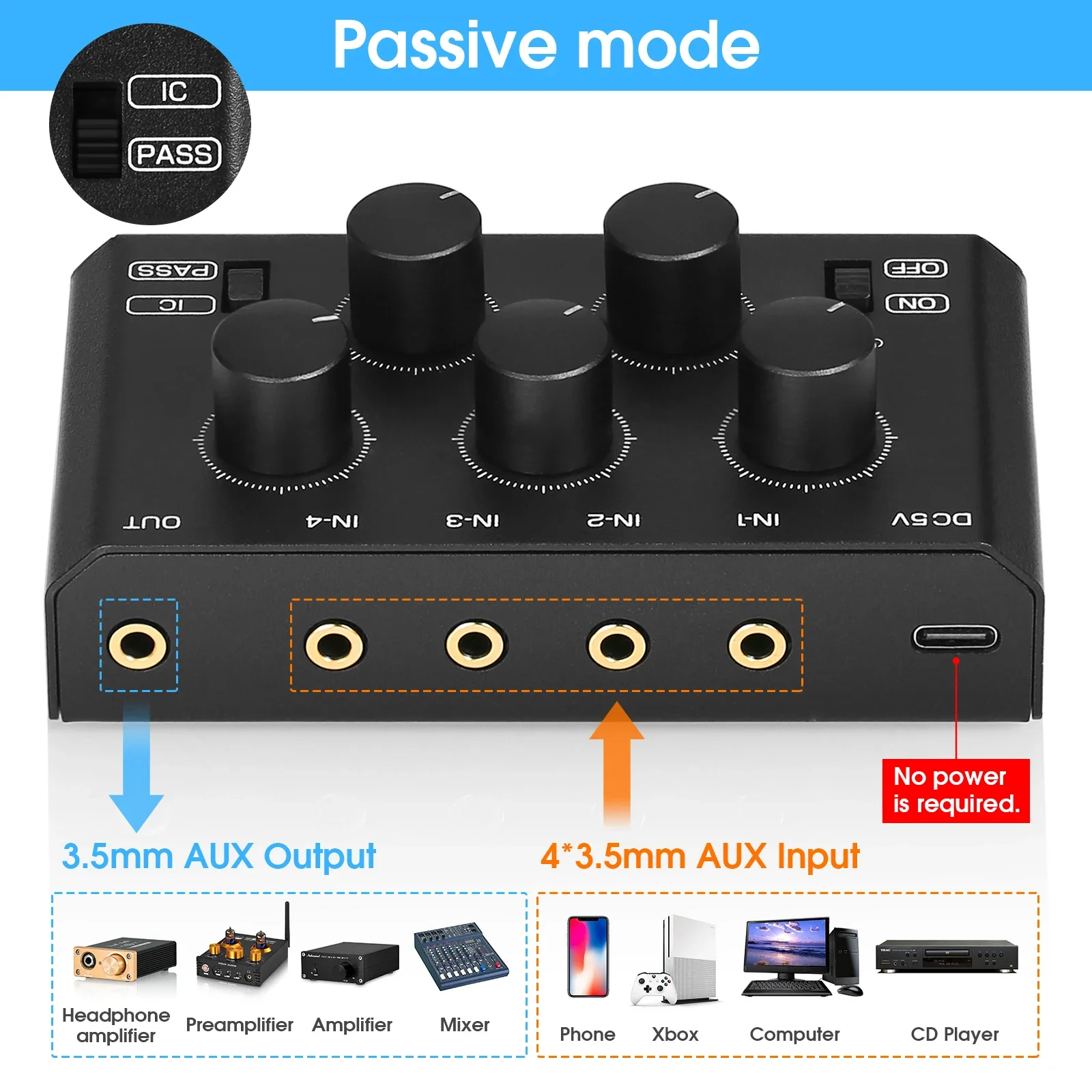 Nob sound MC5-BX mini stereo 4 kanal audio mixer ultra geräuscharm home/studio/bar line mixer – Detail 4