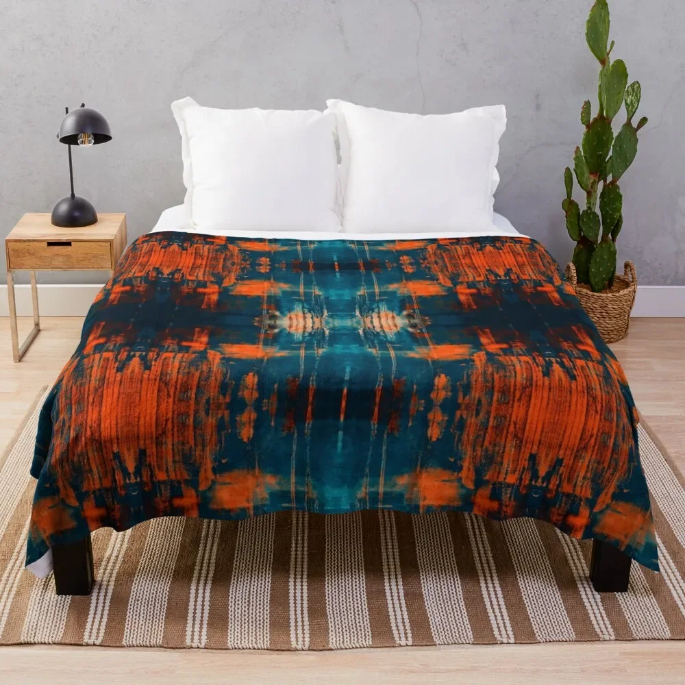 

Grunge burnt orange, teal, blue, navy , orange, and black painting grafitti abstract art print Throw Blanket Bed Blankets