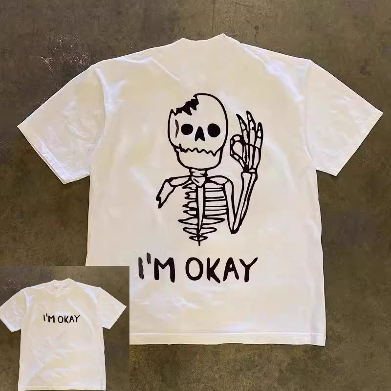 

Американская хлопковая футболка с короткими рукавами и принтом, мужская и женская летняя дизайнерская свободная модная брендовая уличная универсальная футболка с круглым вырезом