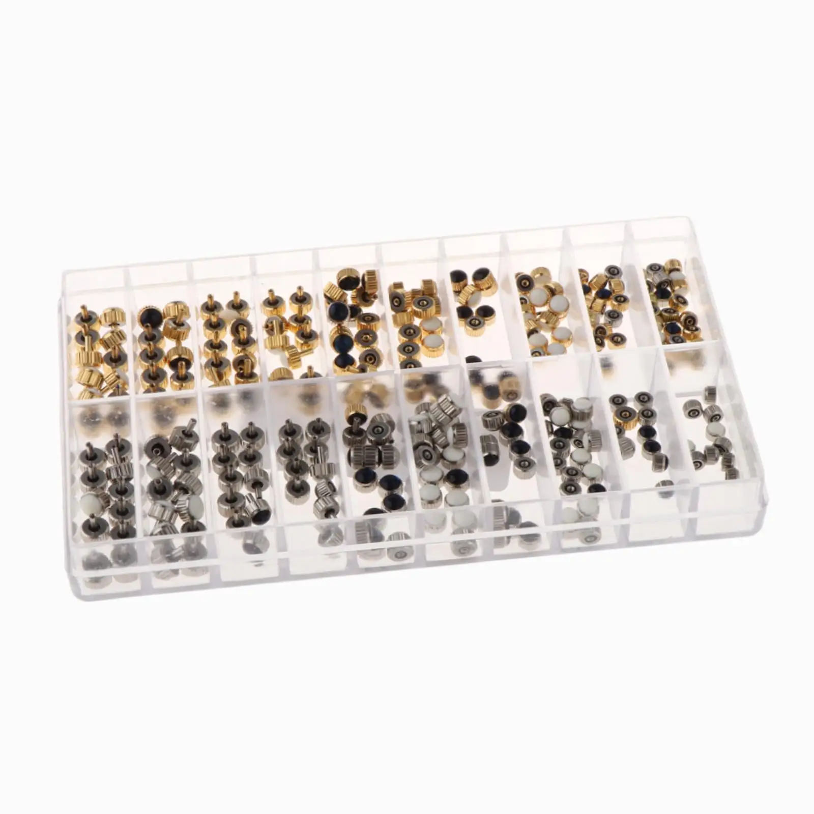 240 Pieces Watch Crown Replacement Accessories Professional Gold Argent 20 Sizes Portable Assortment Watch Repair Tools