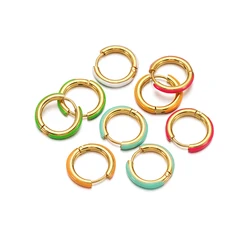1 Pair Fancy Candy Color Stainless Steel Hoop Earrings Sweet Summer Enamel Hoop Huggie Earrings Settings Jewelry Gifts for Women