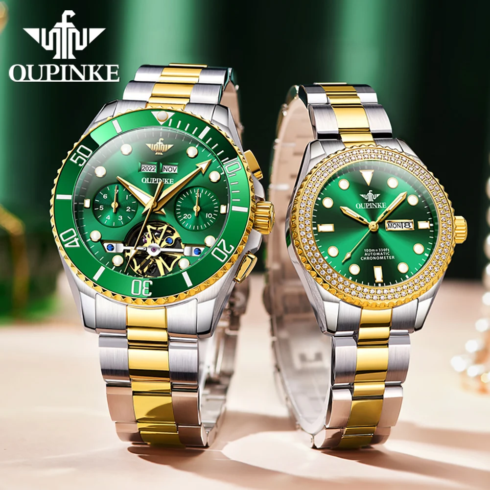 OUPINKE Official Genuine Couple Watches Luxury Top Brand Original Automatic Mechancial Watch for Men And Women Lover's Watches