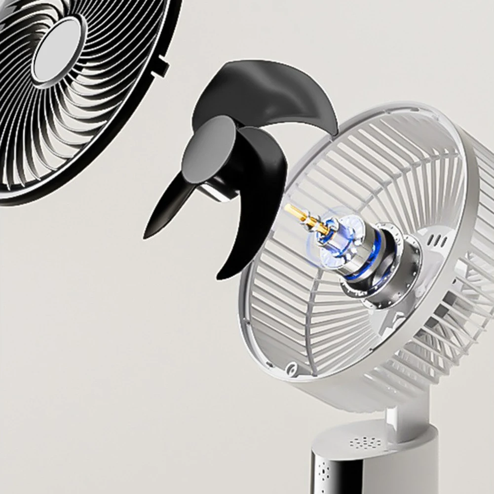 Standventilator mit Standfuß, USB-wiederaufladbarer oszillierender Standventilator, Luftzirkulationsventilator, 3 Geschwindigkeiten einstellbarer Luftkühler, für den Sommergebrauch – Detail 9