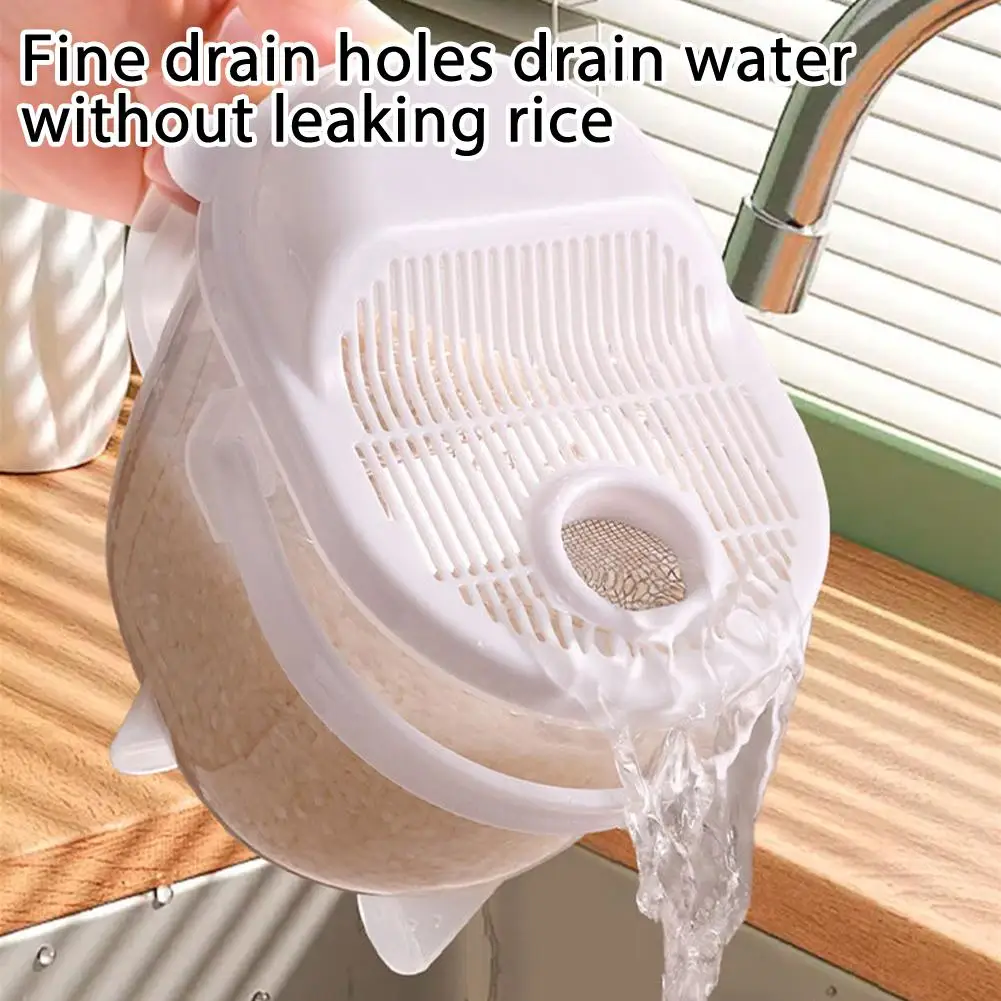 1pcs Rice Washing Automatic Device Multifunction Quick-Clean Grain Washer Machine with Secure Latch Efficient Colander Kitchen - view 5