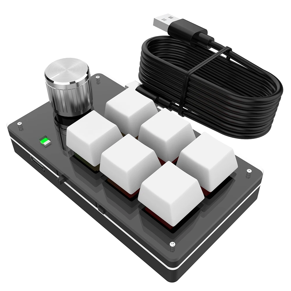 

Macro Keyboard Bluetooth USB Custom 6 Key 1 Knob Programming Mechanical Keyboard Hot Swap Custom Keypad Mini Gaming Keyboard