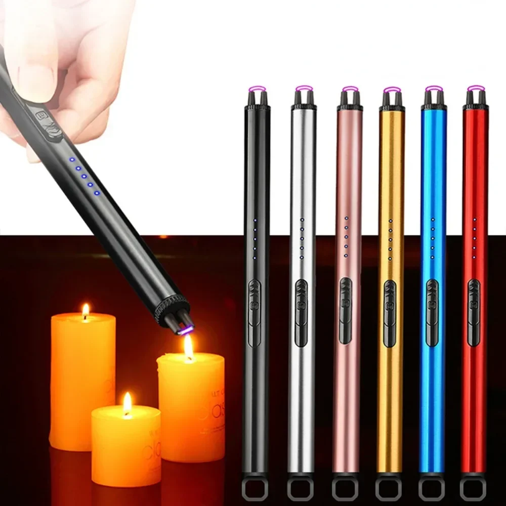 Pulse Candle Lighter Electric Arc Windproof Gas Stove Kitchen Long Flameless Plasma Lighter Outdoor Portable Camping Lighters