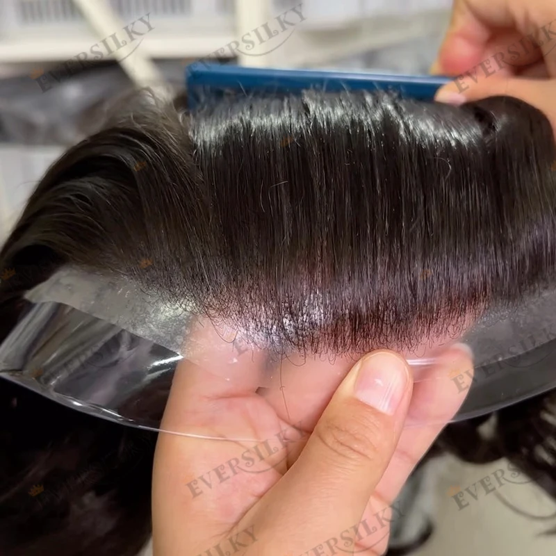 Europese Bruin Blond 80-90 Dichtheid Echt Menselijk Haar Natuurlijke Haarlijn Man Pruiken Licht Gewicht 0.03mm Volledige huid Basis Mannen Toupetje