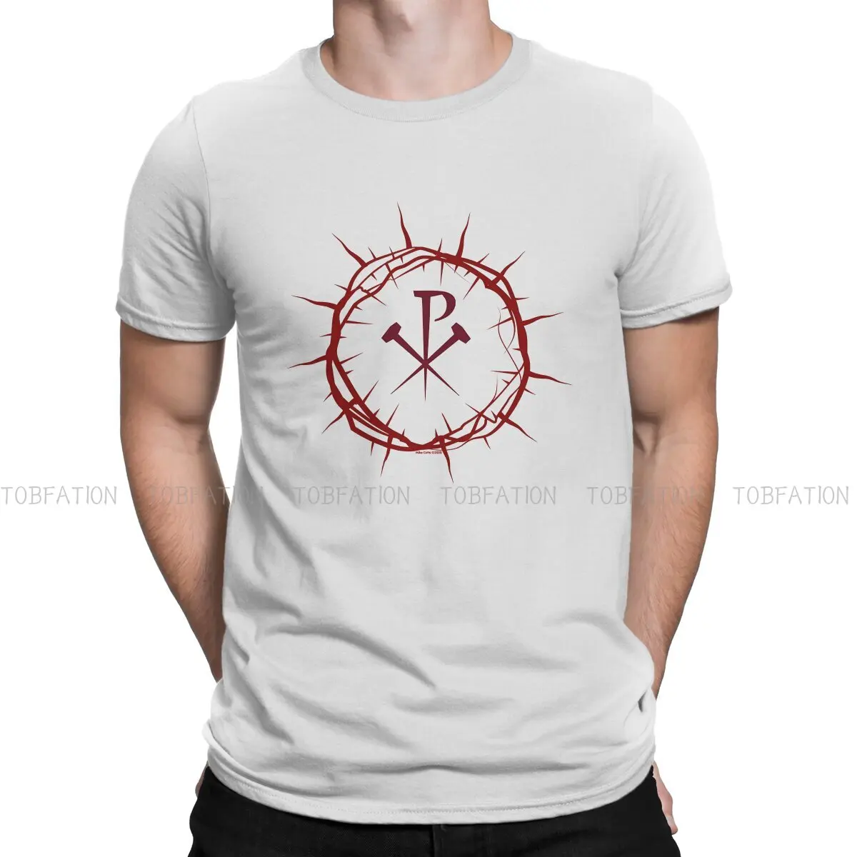 Christianity Crewneck TShirts Crown Of Thorns With Chi Rho Distinctive Homme T Shirt Funny Clothing 6XL