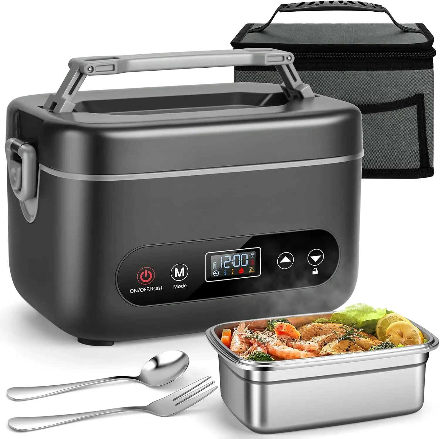 

1.2L Cordless Electric Lunch Box - 20000mAh Rechargeable Food Warmer with 5-Sided Heating & Auto Temp Control
