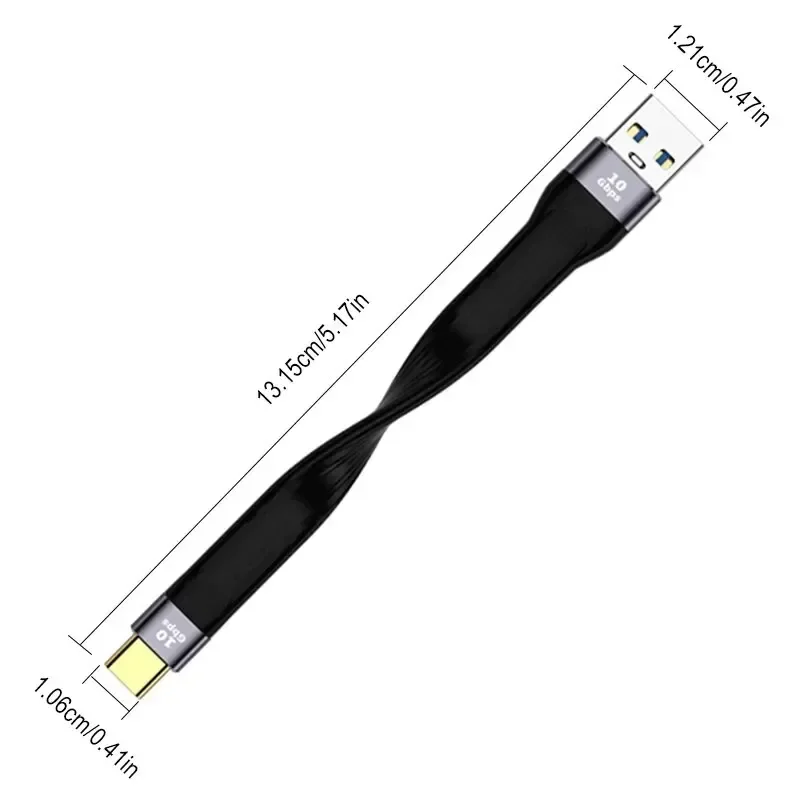 USB A to Type C Pd fast charging USB3.1 high-speed hard drive 10Gbps transmission 13CM charging ultra-short portable data cable