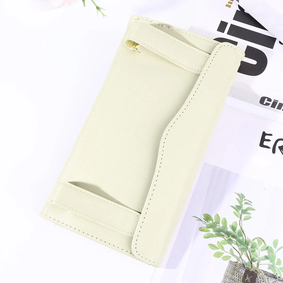 Car Visor Tissue Box Beige PU Hanging Tissue Case Holder for Car Vehicle Sunshade Headrest Armrest Truck Boat Rv
