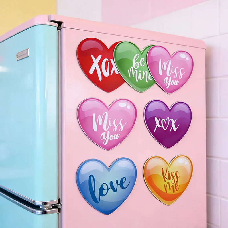 Фото Магнитные наклейки-сердечки на холодильник: персонализированные, для офисного стола, декоративные, забавные стикеры для признаний и сообщений