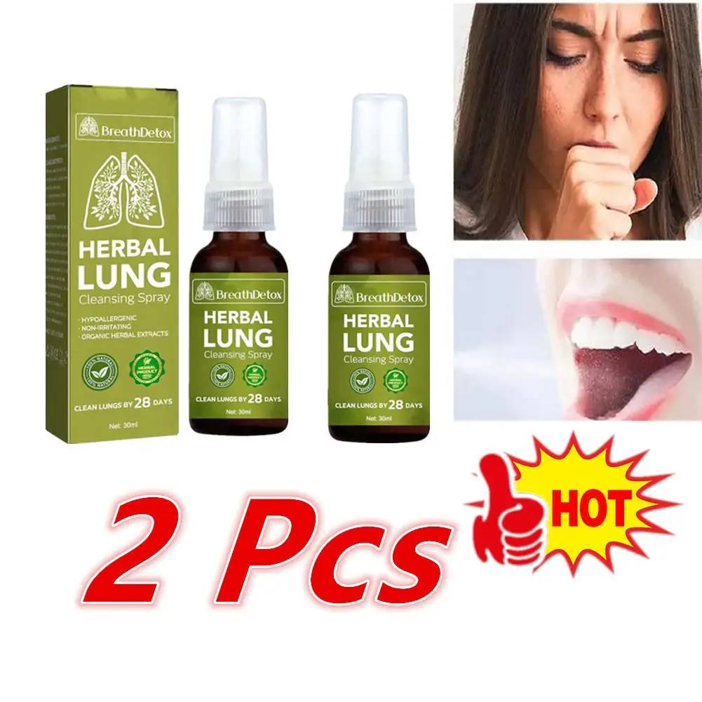 

2Pcs Herbal Lung Cleansing Spray Breath Detox Herbal Lung Cleanse Spray, Herbal Lung Cleanse Spray, Breath Detox Lung Clean