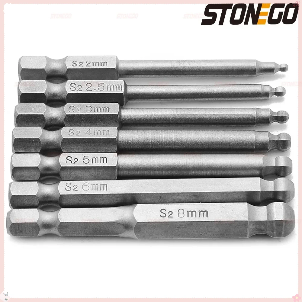 STONEGO 1/4 Inch Hex Shank 65mm 100mm Magnetic Ball End Hexagon Screwdriver Bits Drill Electric Screwdriver Set