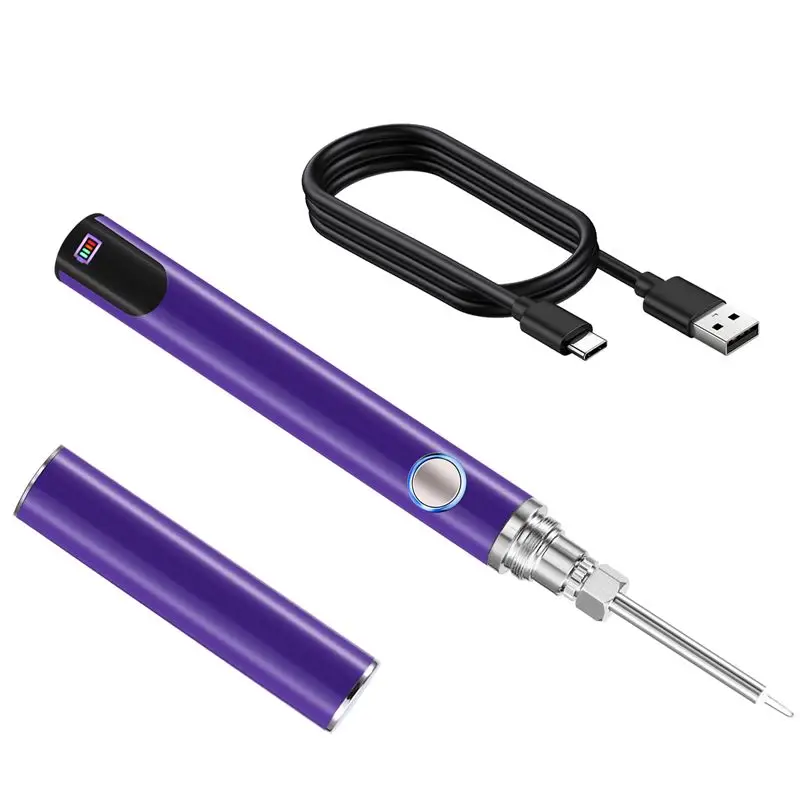 ABJN-Adjustable 510 Thread Mini Soldering Iron Kit USB Soldering Iron With Cap 3 Gear Voltage Electronic Welding Repair Pen Purp