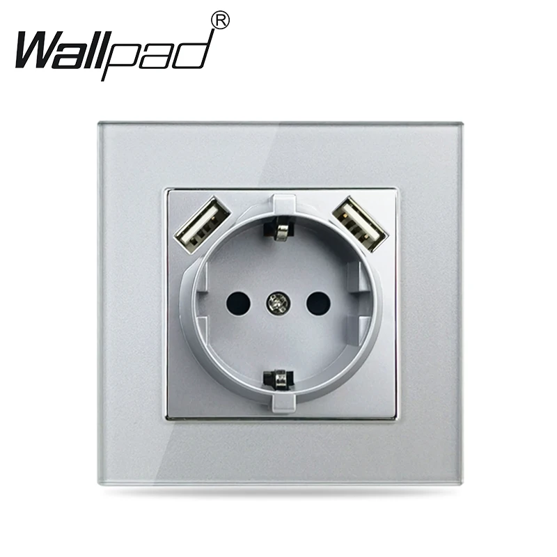Touch Lichtschakelaar Met EU USB Type C Dubbele Drievoudige Stopcontacten Zwarte Led-schakelaars Kristal Donkere Achtergrondverlichting Stopcontact 16A