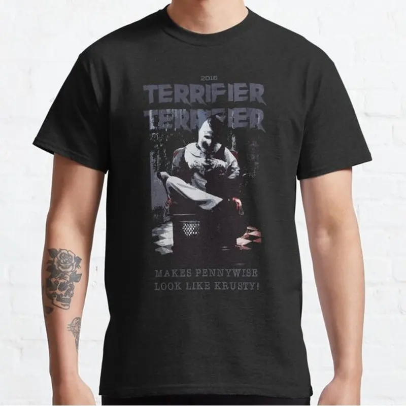 Retro Horror Movie Terrifier Art The Clown Killer Scary Halloween Gift T Shirt Short Sleeve Graphic clothes All size tops S-6XL