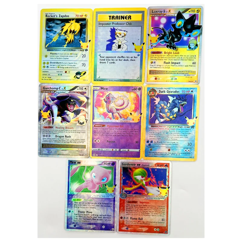 50Pcs Ptcg Hp Pokemon English Version 25Th Pikachu Charizard Venusaur Color Flash Gauze Flash Anime Game Collection Card Toy