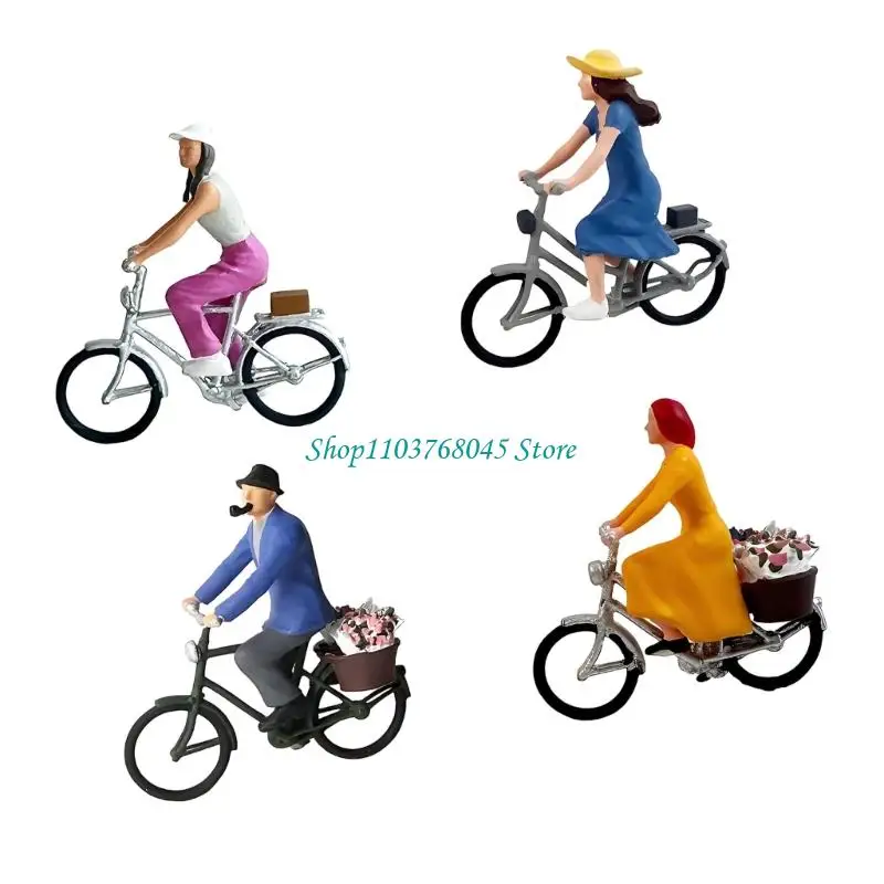 R53F Mini Bike Riders Resin Statues Creative Dioramas Display DIY Architecture Model