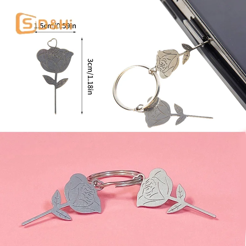 

2Pcs/Set Rose Shape Stainless Steel Needle for Smartphone Sim Card Tray Removal Eject Pin Key Tool Universal Thimble