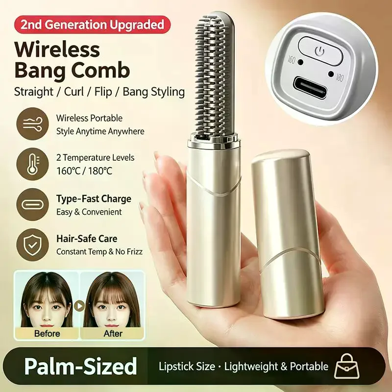 Mini Straight Hair Comb Wireless Charging Portable Curling Iron Portable Styling Electric Comb Does Not Hurt Hair