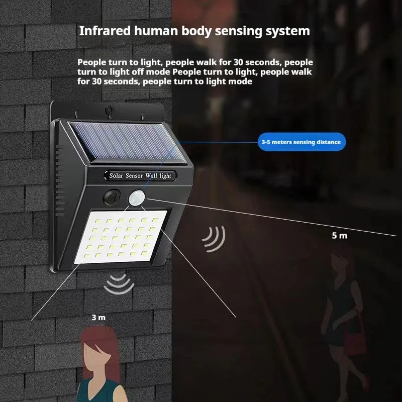 モーションセンサー付き防水LEDウォールライト,ストリートライト,庭の装飾,30個のLEDビーズ,屋外,新しいタイプ