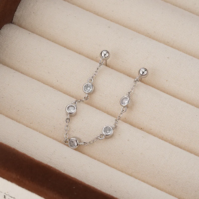 Chains inlaid round diamond tassel earings stud long design earrings for women new in stacking style fashion jewelry gift