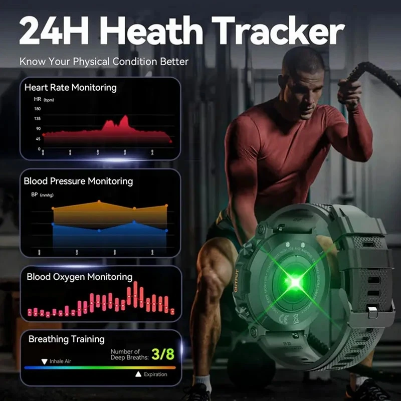 وعرة العسكرية ساعة ذكية الرجال ل أندرويد شاومي Ios الساعات الرياضية 1.39 ''بلوتوث دعوة مقاوم للماء 2023 الأصلي Smartwatch