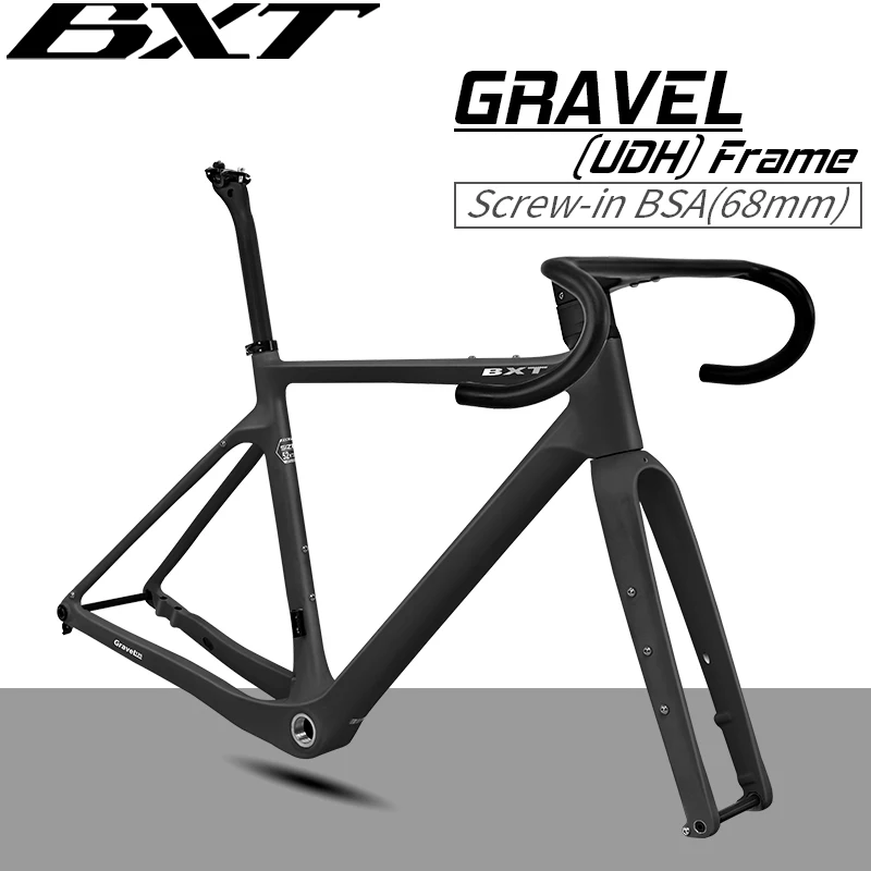 

BXT Carbon Frame Gravel Frame Carbon Fiber Gravel MTB/Road Bike Frameset UDH hanger fit 700Cx45C/ 27.5er 2.1 Tire