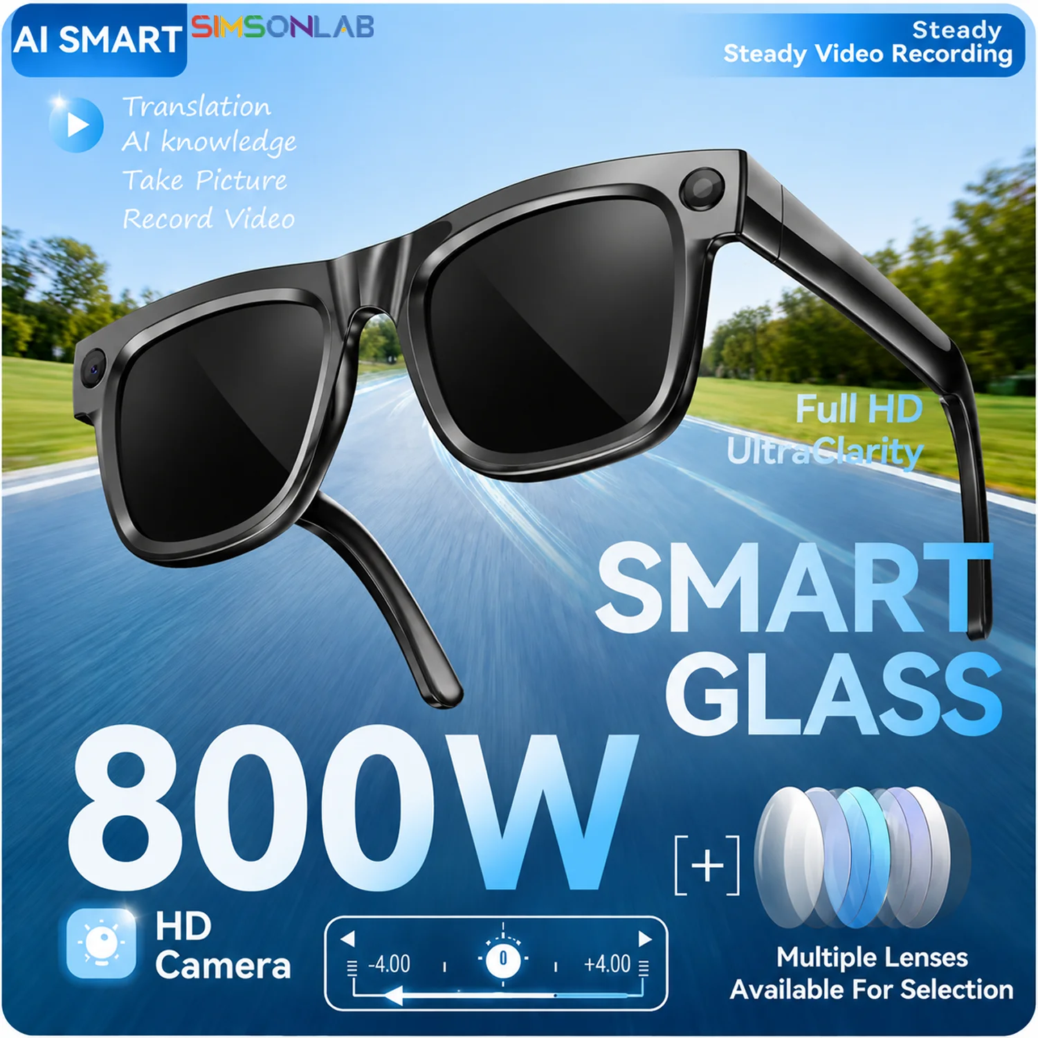 

2026 800W Camera AI Glasses Men Color-Changing Smart Glasses Photo Video Recording Waterproof Call Smart Sunglasses