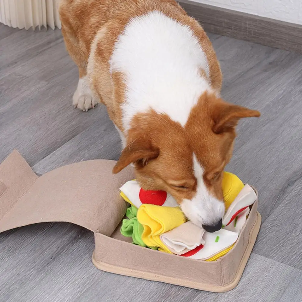 

Pet Sniffing Toy Durable Dog Toy Pet Snuffle Mat Pizza Box Shape Slow Feeder Toy for Dogs Encourage Foraging Skills Relieve